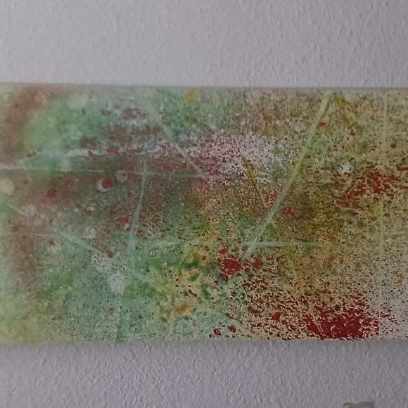 Abstract Green and Red "Zombie Zone" Painting - Picture 2 of 5